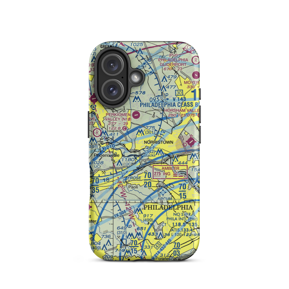 Valley Forge Bicentennial Heliport (0P0) VFR Sectional  Tough iPhone Case iPhone 16 model shown