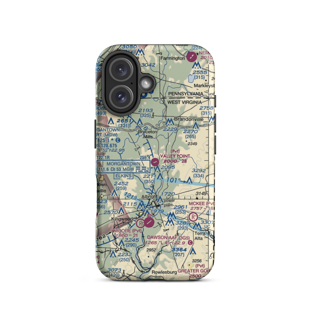 Valley Point Airport (WV29) VFR Sectional  Tough iPhone Case iPhone 16 model shown