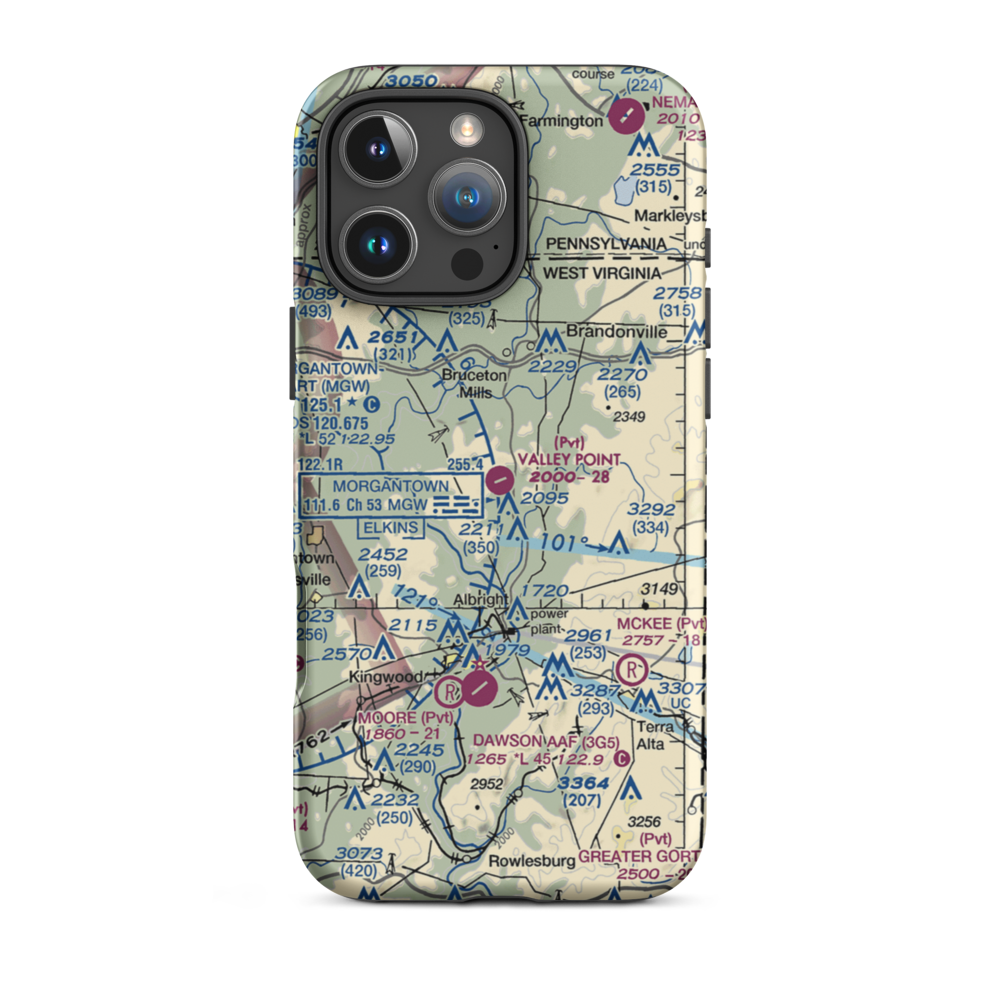 Valley Point Airport (WV29) VFR Sectional  Tough iPhone Case iPhone 16 Pro Max model shown