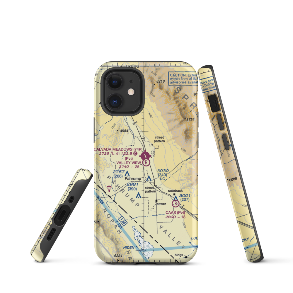 Valley View Airport (NV00) VFR Sectional  Tough iPhone Case iPhone 12 mini model shown