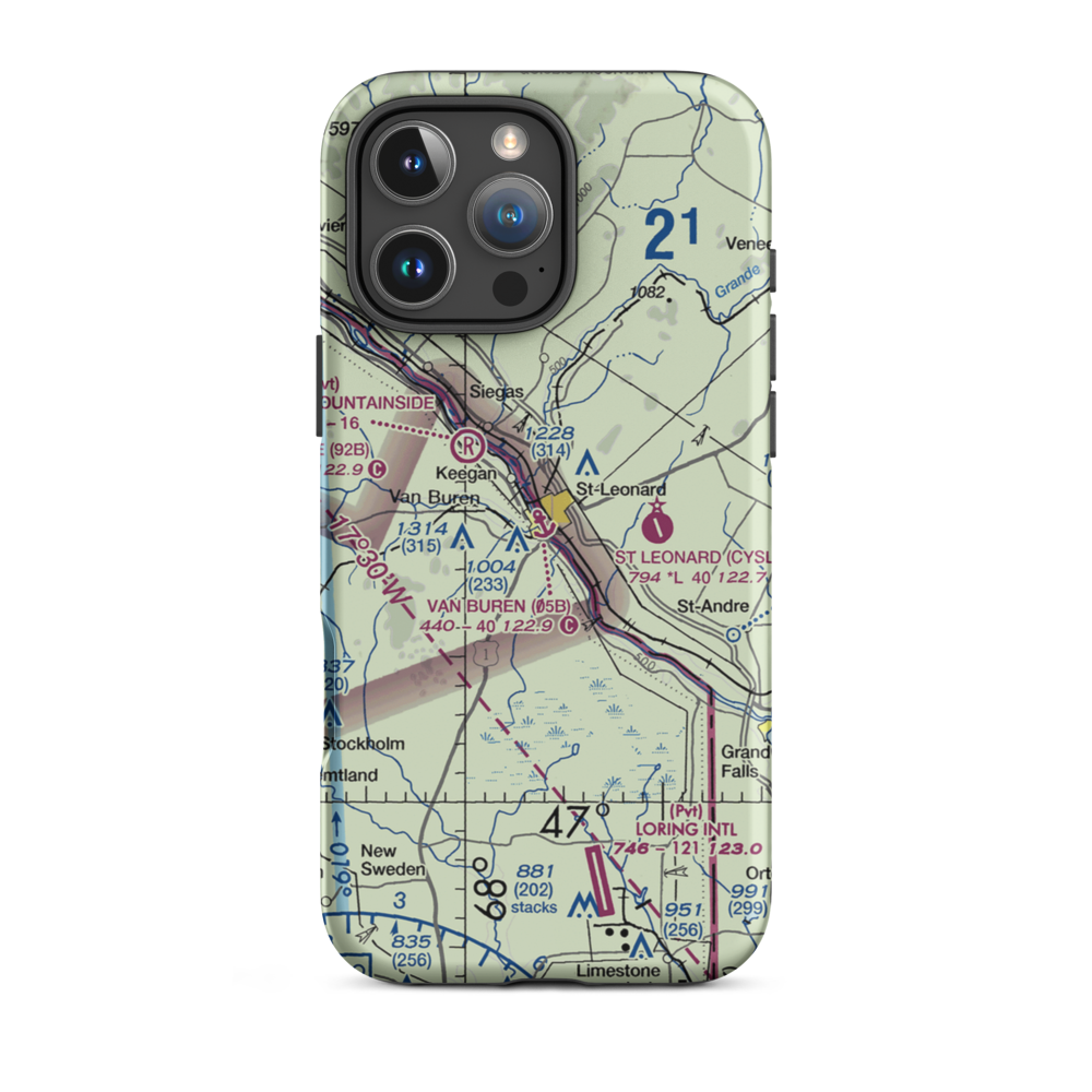 Van Buren Seaplane Base (05B) VFR Sectional  Tough iPhone Case iPhone 16 Pro Max model shown