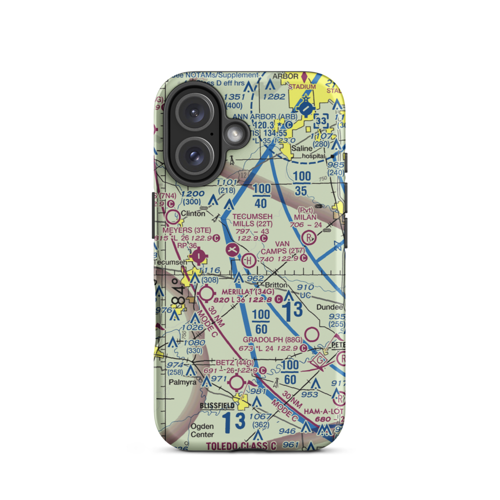 Van Camp's Heliport (2T7) VFR Sectional  Tough iPhone Case iPhone 16 model shown