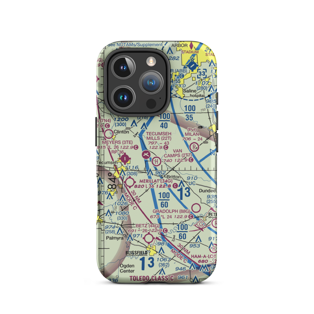 Van Camp's Heliport (2T7) VFR Sectional  Tough iPhone Case iPhone 16 Pro model shown