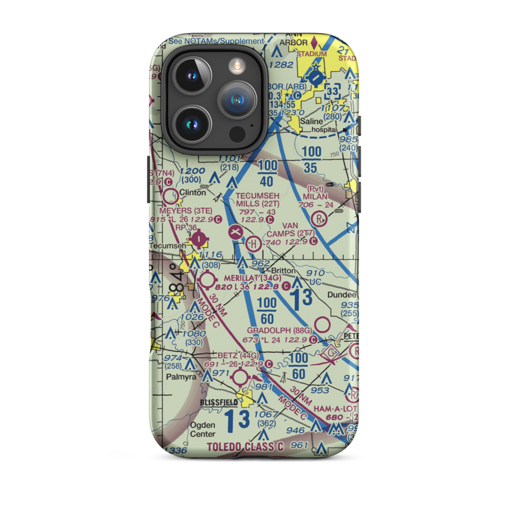 Van Camp's Heliport (2T7) VFR Sectional  Tough iPhone Case iPhone 16 Pro Max model shown