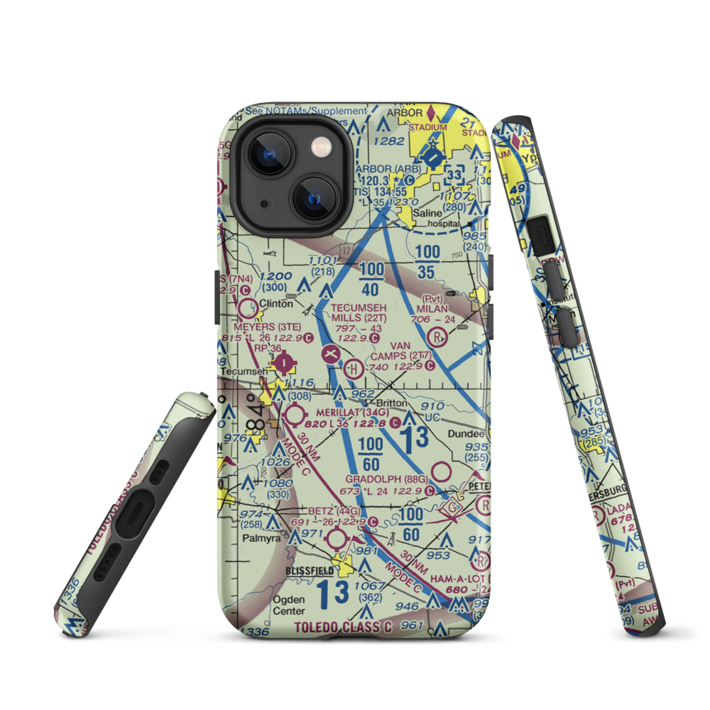 Van Camp's Heliport (2T7) VFR Sectional  Tough iPhone Case iPhone 13 model shown