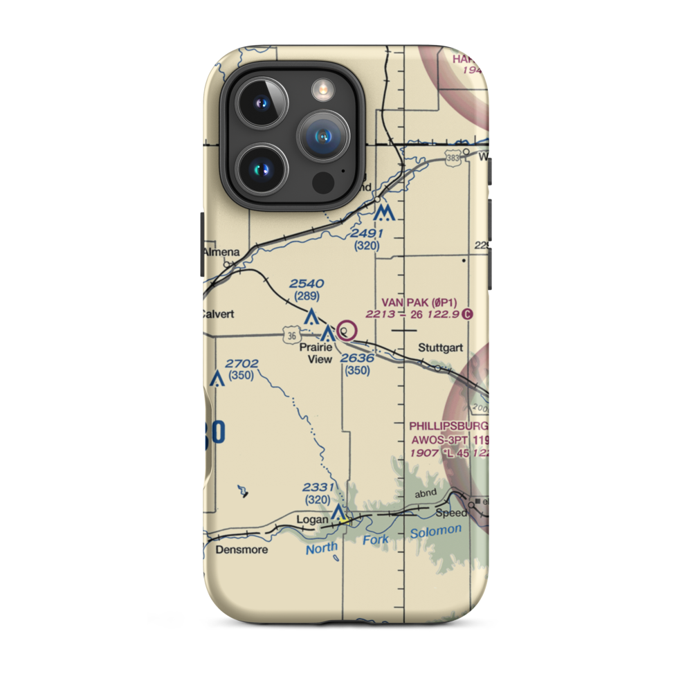 Van Pak Airport (0P1) VFR Sectional  Tough iPhone Case iPhone 16 Pro Max model shown