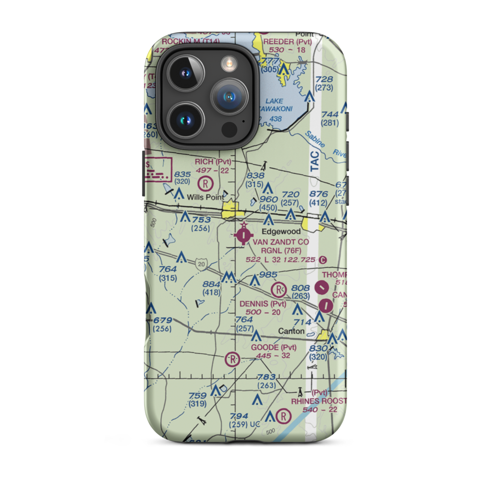 Van Zandt County Regional Airport (76F) VFR Sectional  Tough iPhone Case iPhone 16 Pro Max model shown