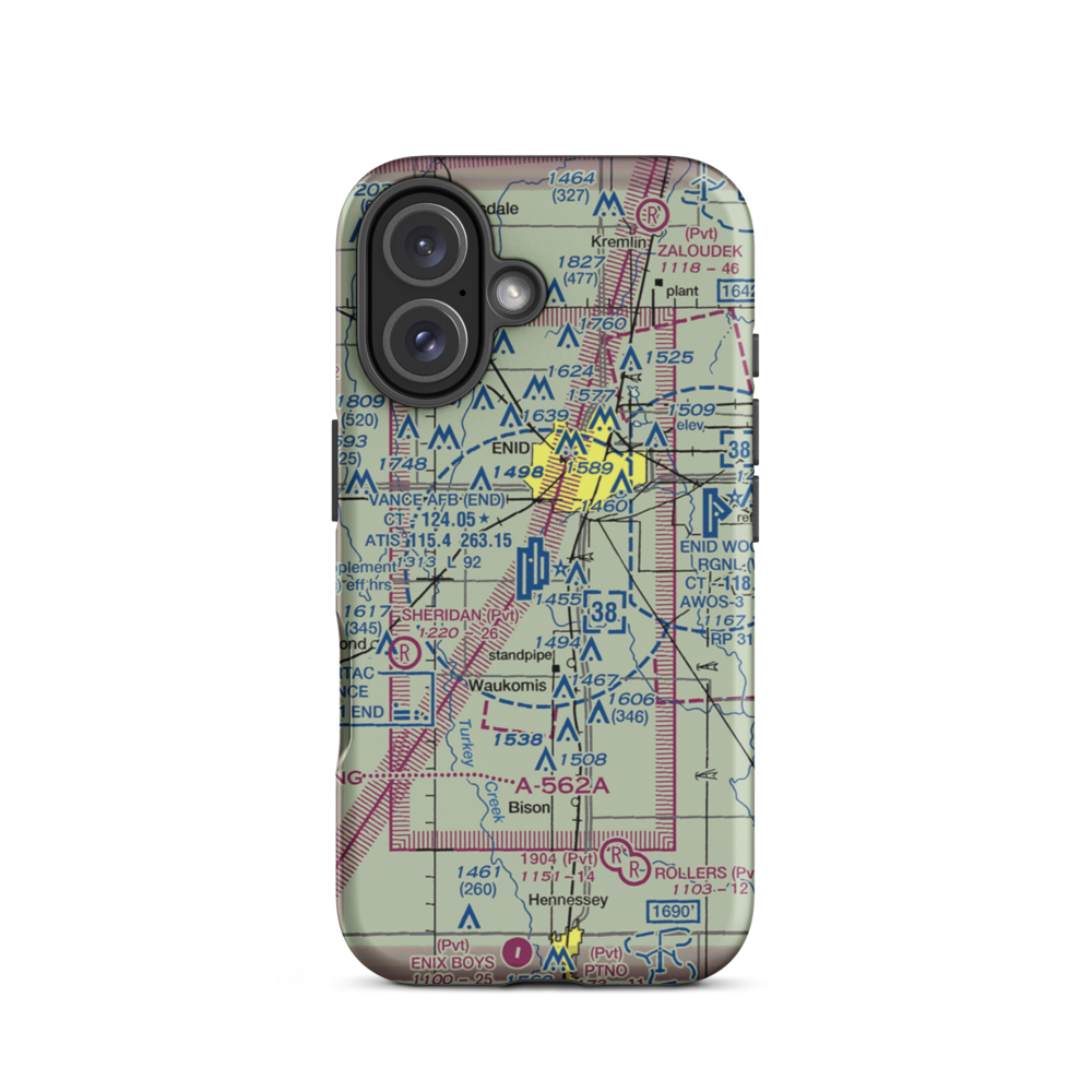 Vance Air Force Base (END) VFR Sectional  Tough iPhone Case iPhone 16 model shown