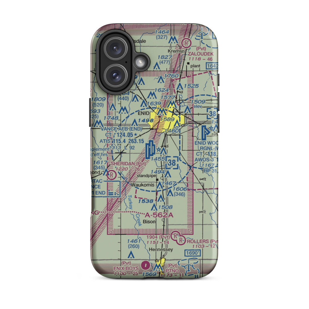 Vance Air Force Base (END) VFR Sectional  Tough iPhone Case iPhone 16 Plus model shown