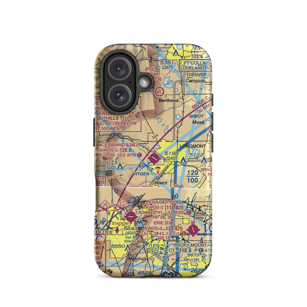 Vance Brand Airport (LMO) VFR Sectional  Tough iPhone Case iPhone 16 model shown