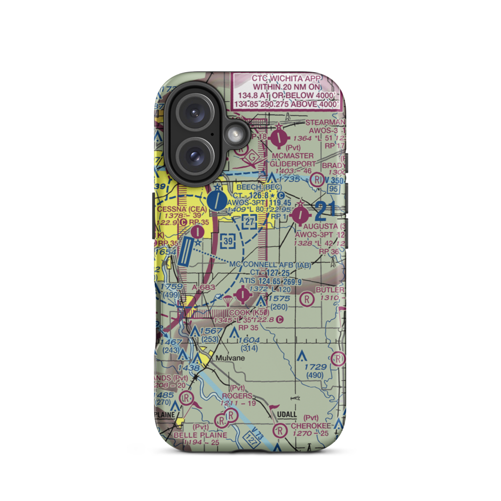 Vankirk Airport (44KS) VFR Sectional  Tough iPhone Case iPhone 16 model shown