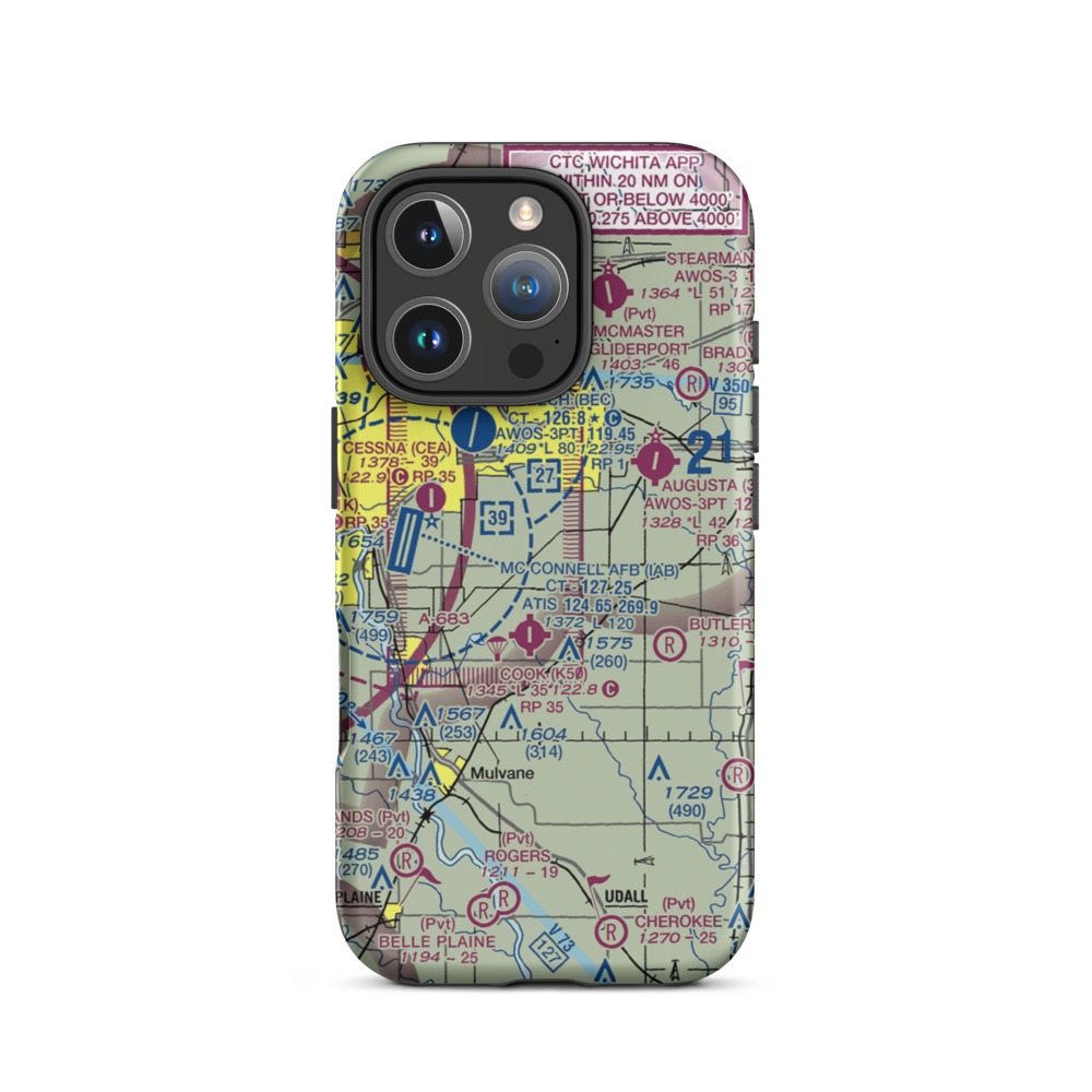 Vankirk Airport (44KS) VFR Sectional  Tough iPhone Case iPhone 16 Pro model shown