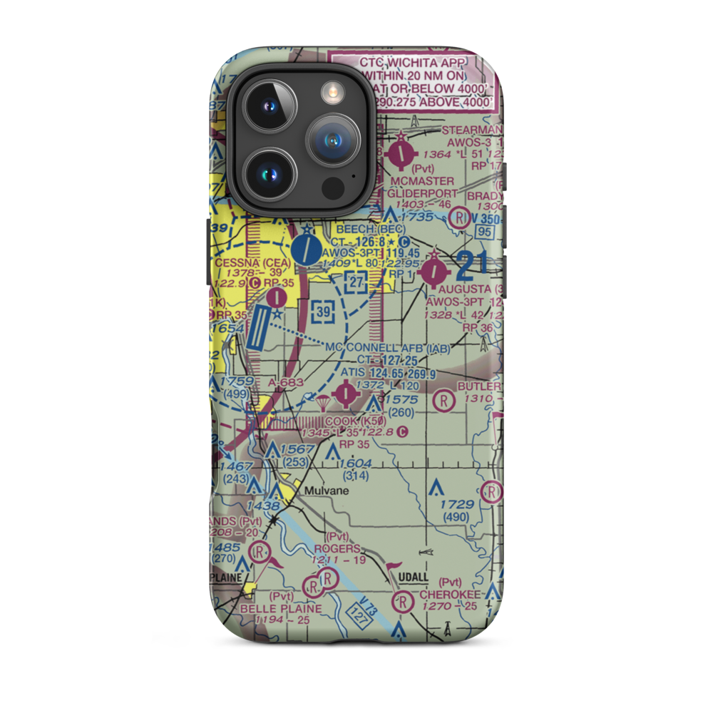Vankirk Airport (44KS) VFR Sectional  Tough iPhone Case iPhone 16 Pro Max model shown