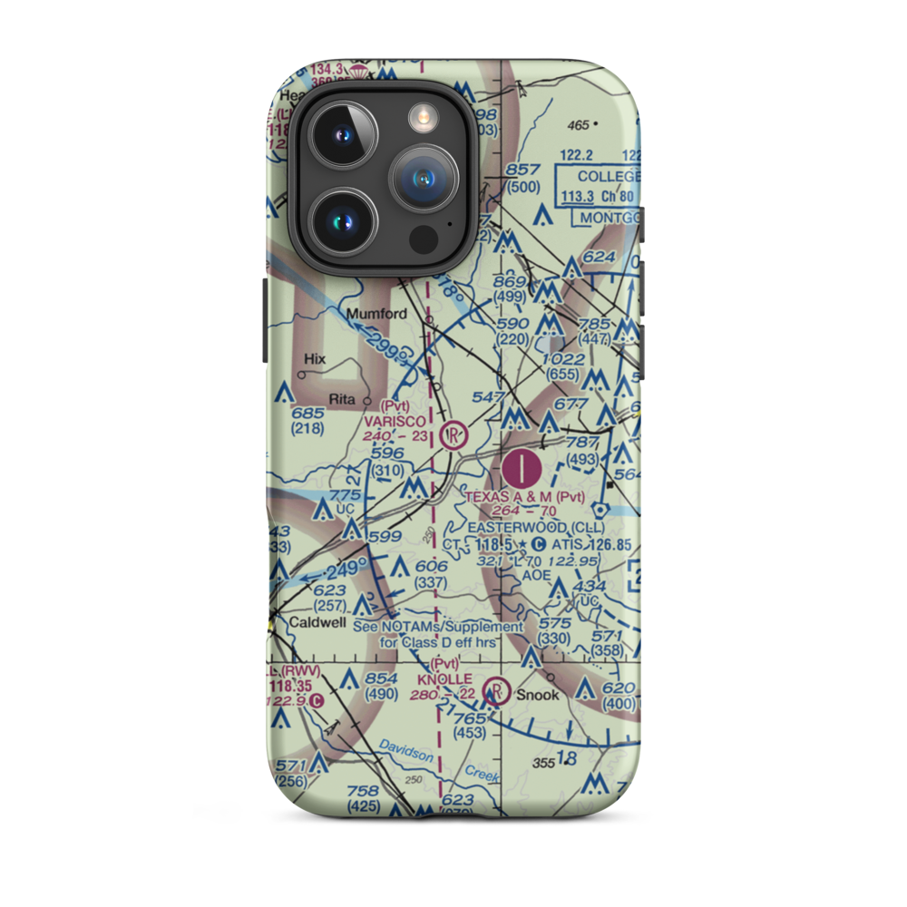 Varisco Airport (13TE) VFR Sectional  Tough iPhone Case iPhone 16 Pro Max model shown