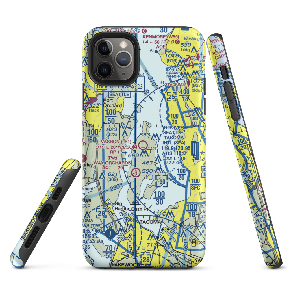 Vashon Municipal Airport (2S1) VFR Sectional  Tough iPhone Case iPhone 11 Pro Max model shown