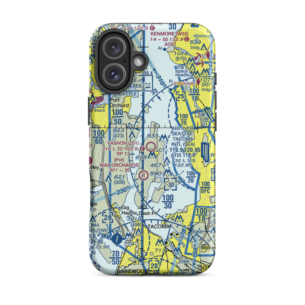 Vashon Municipal Airport (2S1) VFR Sectional  Tough iPhone Case iPhone 16 Plus model shown