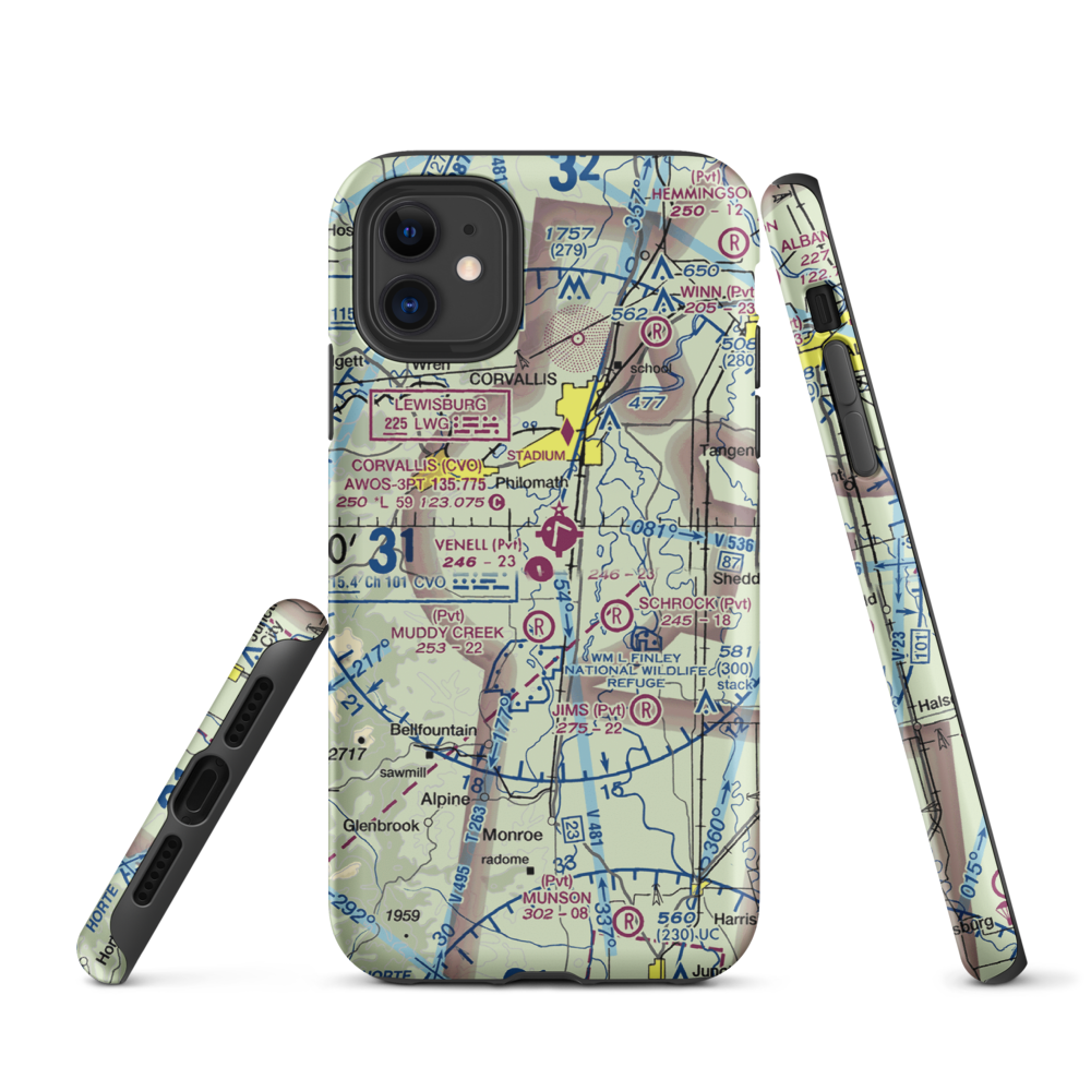 Venell Airport (OR52) VFR Sectional  Tough iPhone Case iPhone 11 model shown