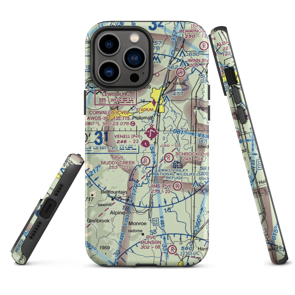 Venell Airport (OR52) VFR Sectional  Tough iPhone Case iPhone 13 Pro Max model shown