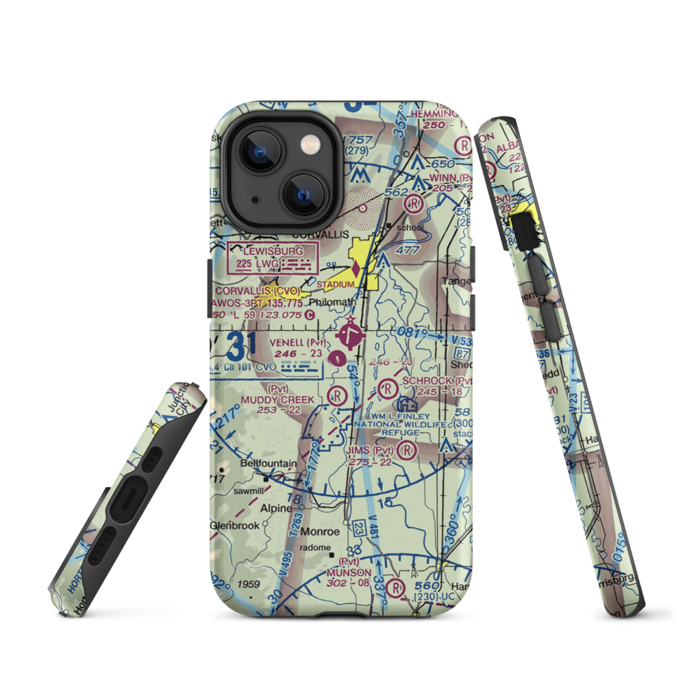 Venell Airport (OR52) VFR Sectional  Tough iPhone Case iPhone 14 model shown