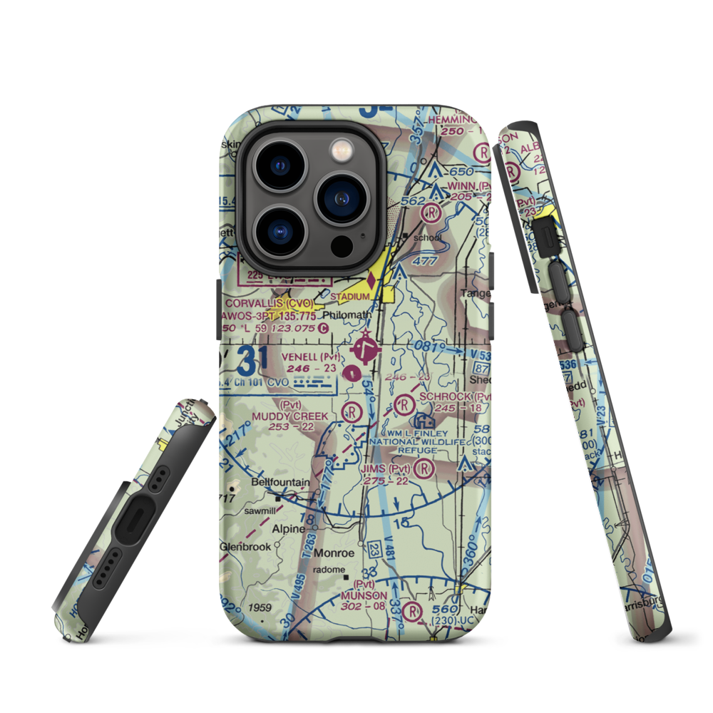 Venell Airport (OR52) VFR Sectional  Tough iPhone Case iPhone 14 Pro model shown