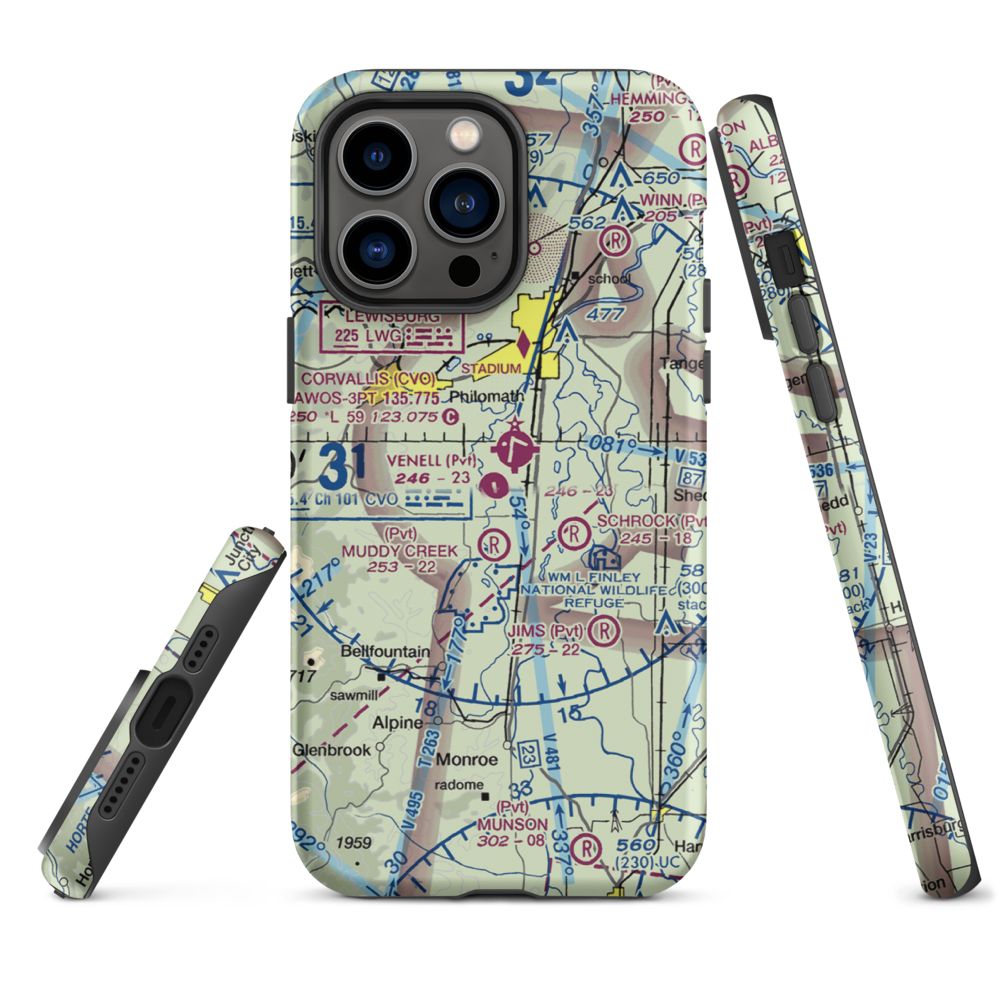 Venell Airport (OR52) VFR Sectional  Tough iPhone Case iPhone 14 Pro Max model shown