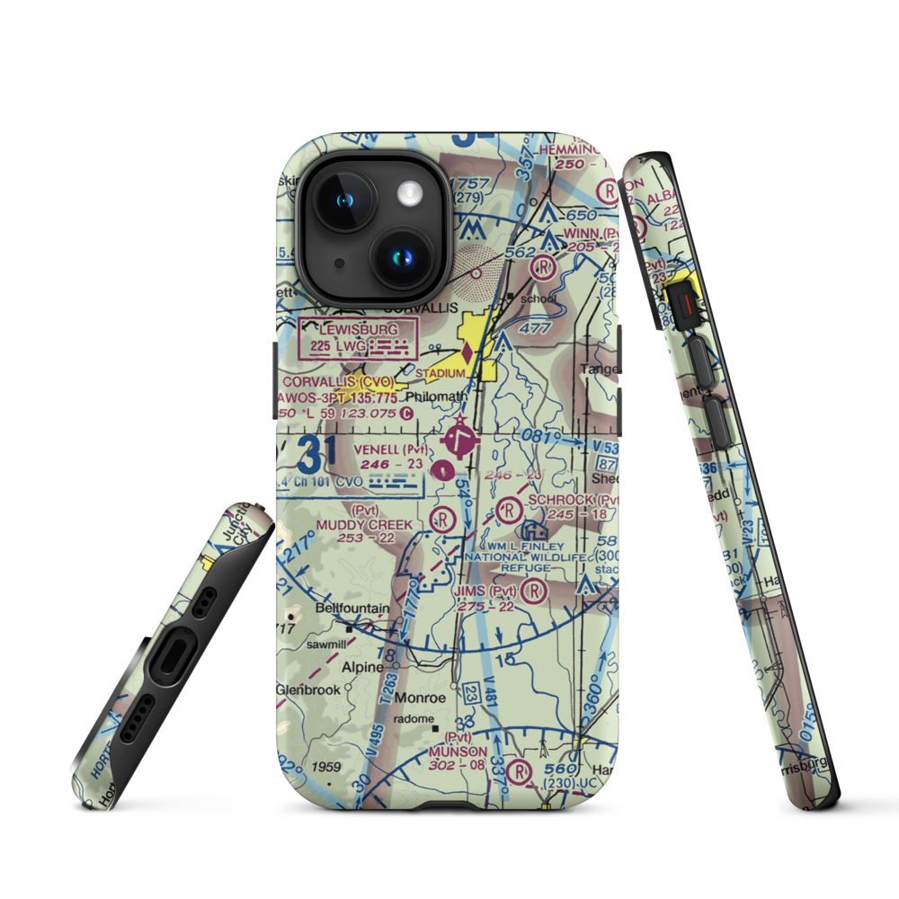 Venell Airport (OR52) VFR Sectional  Tough iPhone Case iPhone 15 model shown