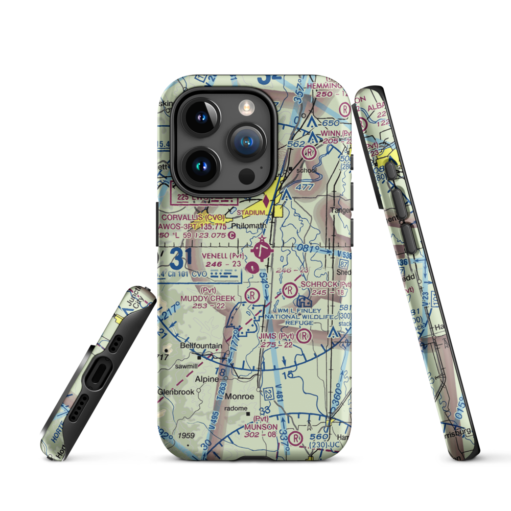 Venell Airport (OR52) VFR Sectional  Tough iPhone Case iPhone 15 Pro model shown