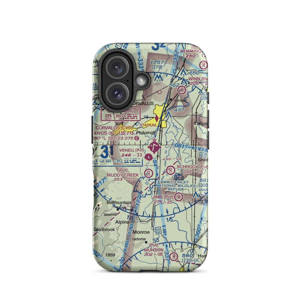 Venell Airport (OR52) VFR Sectional  Tough iPhone Case iPhone 16 model shown