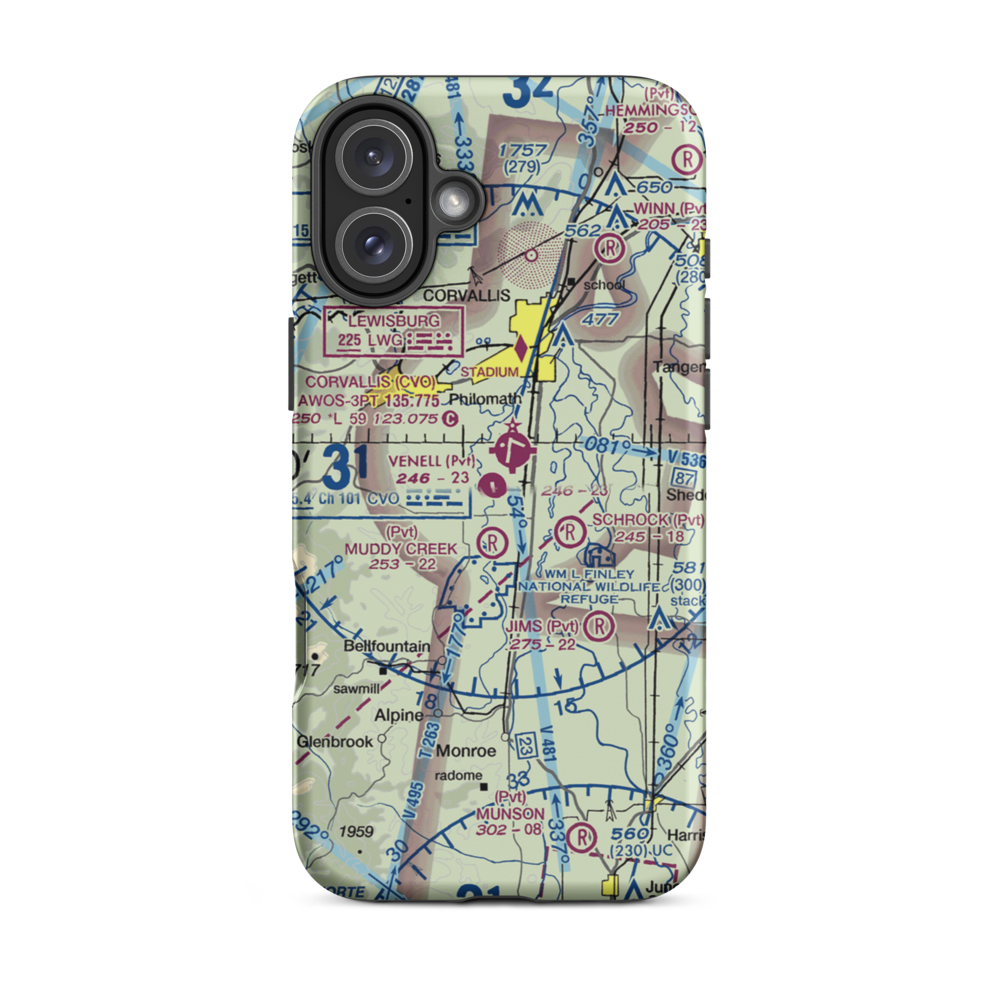 Venell Airport (OR52) VFR Sectional  Tough iPhone Case iPhone 16 Plus model shown