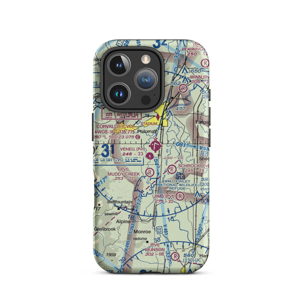 Venell Airport (OR52) VFR Sectional  Tough iPhone Case iPhone 16 Pro model shown