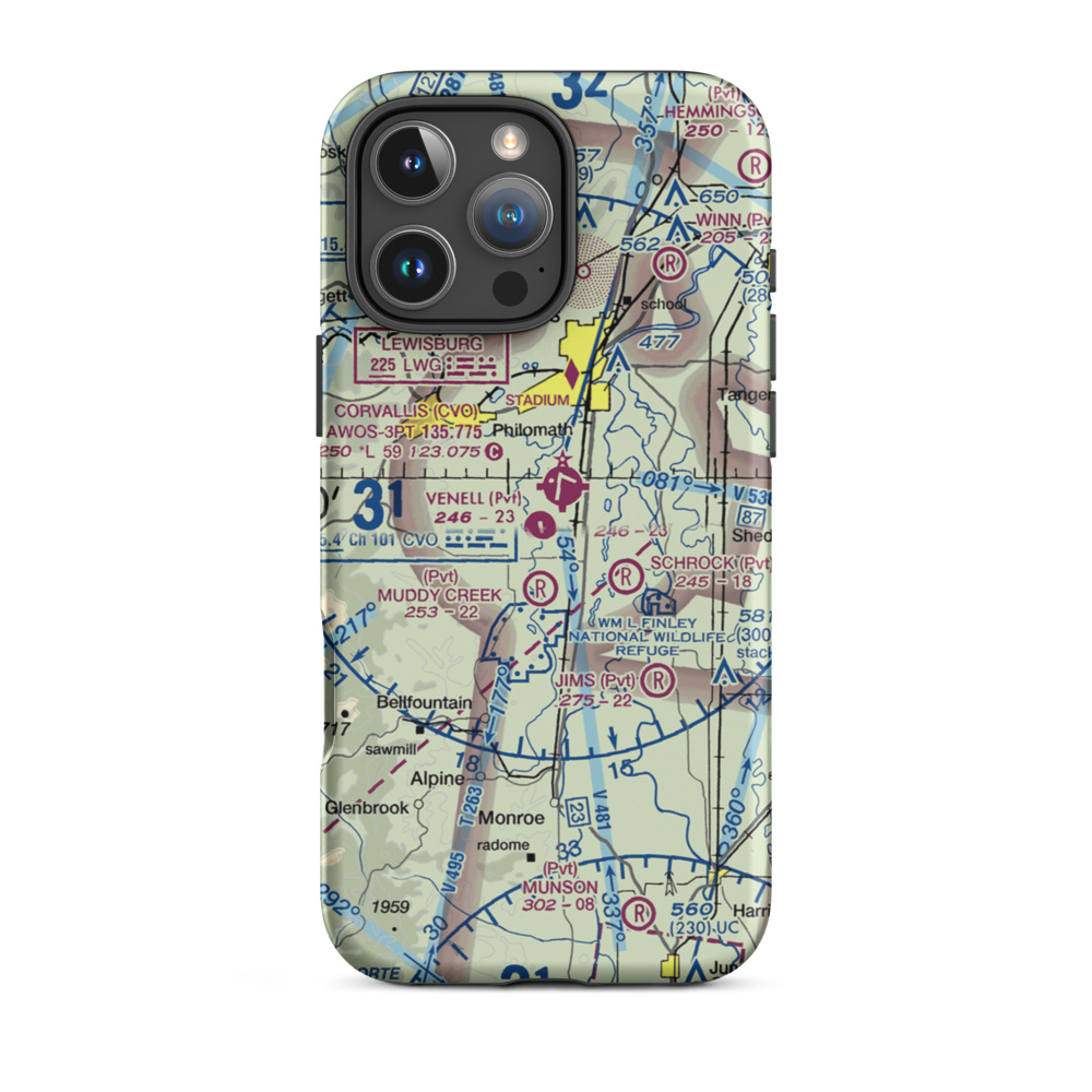 Venell Airport (OR52) VFR Sectional  Tough iPhone Case iPhone 16 Pro Max model shown
