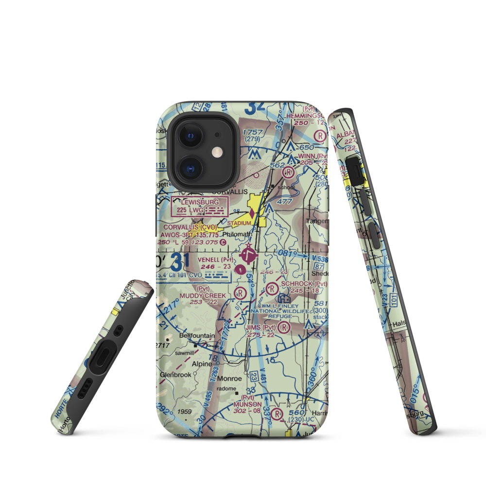 Venell Airport (OR52) VFR Sectional  Tough iPhone Case iPhone 12 mini model shown