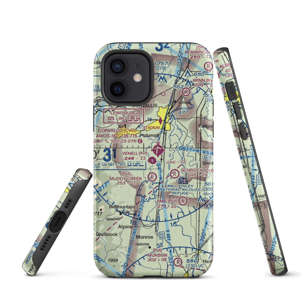 Venell Airport (OR52) VFR Sectional  Tough iPhone Case iPhone 12 model shown