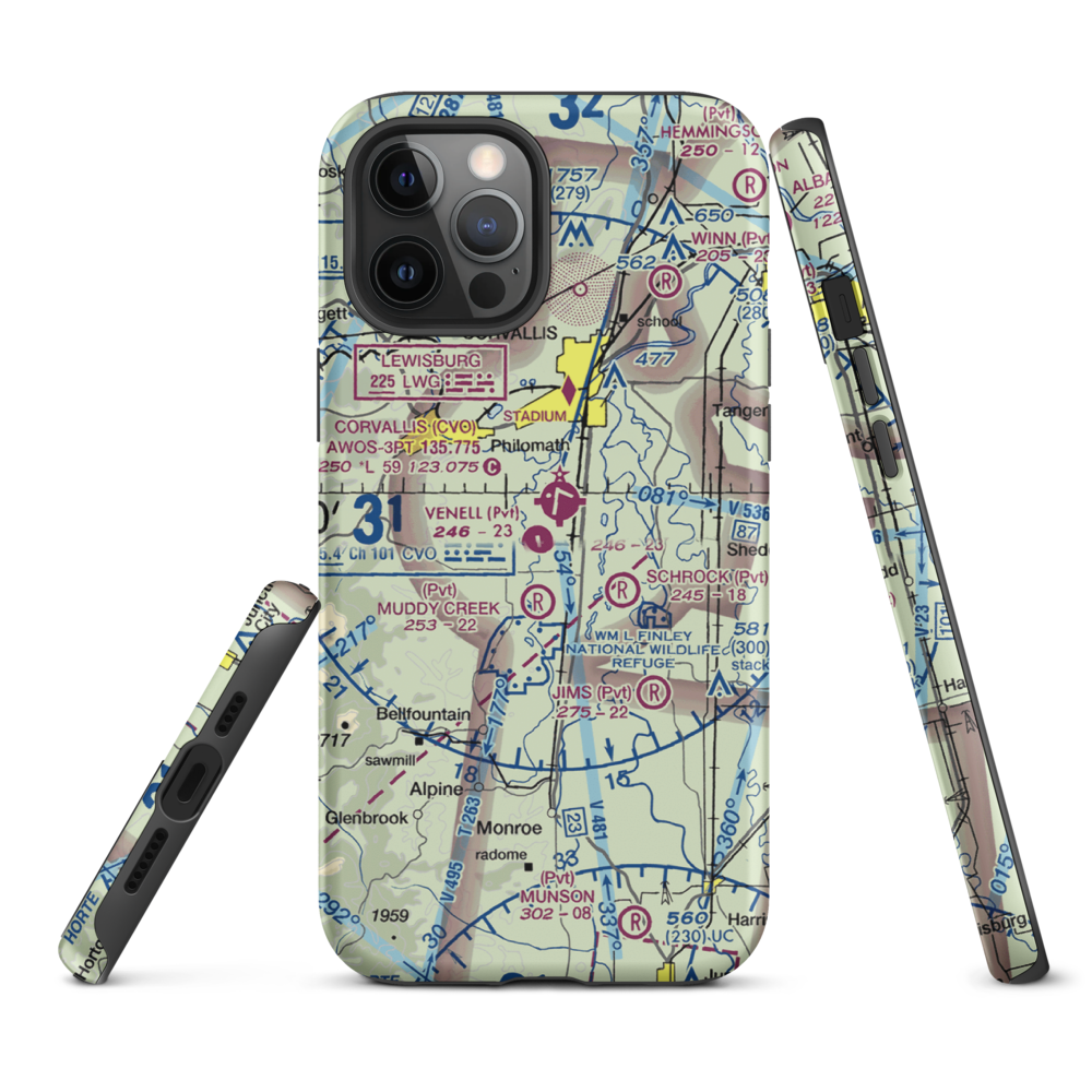 Venell Airport (OR52) VFR Sectional  Tough iPhone Case iPhone 12 Pro Max model shown