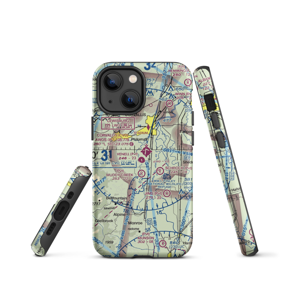 Venell Airport (OR52) VFR Sectional  Tough iPhone Case iPhone 13 mini model shown