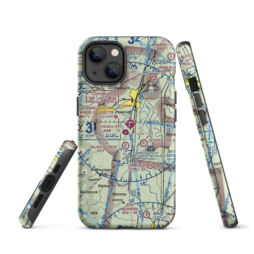 Venell Airport (OR52) VFR Sectional  Tough iPhone Case iPhone 13 model shown
