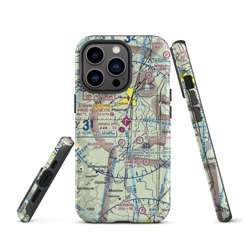 Venell Airport (OR52) VFR Sectional  Tough iPhone Case iPhone 13 Pro model shown