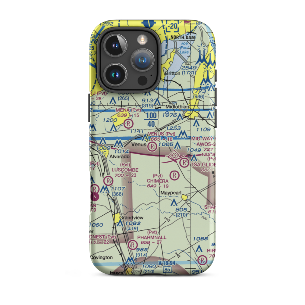 Venus Airport (75TS) VFR Sectional  Tough iPhone Case iPhone 16 Pro Max model shown