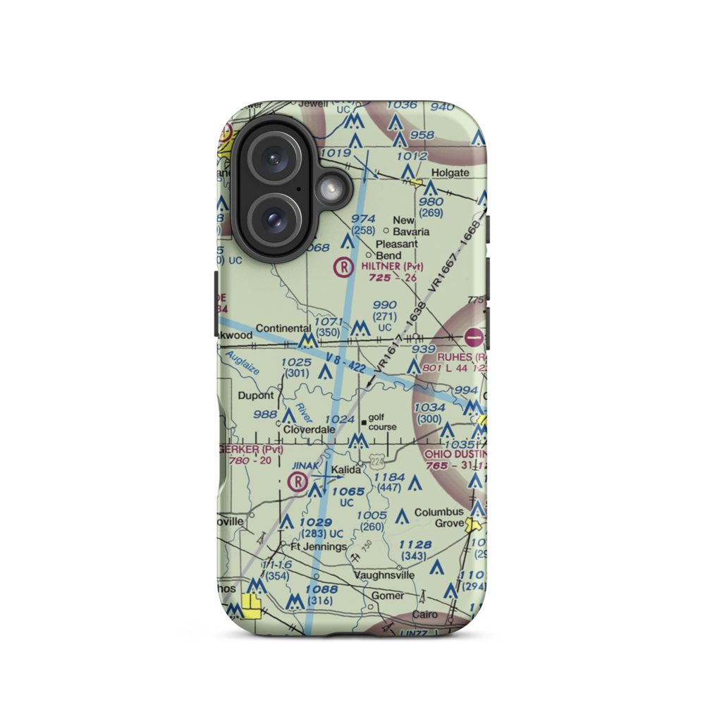 Verhoff Airport (36OI) VFR Sectional  Tough iPhone Case iPhone 16 model shown