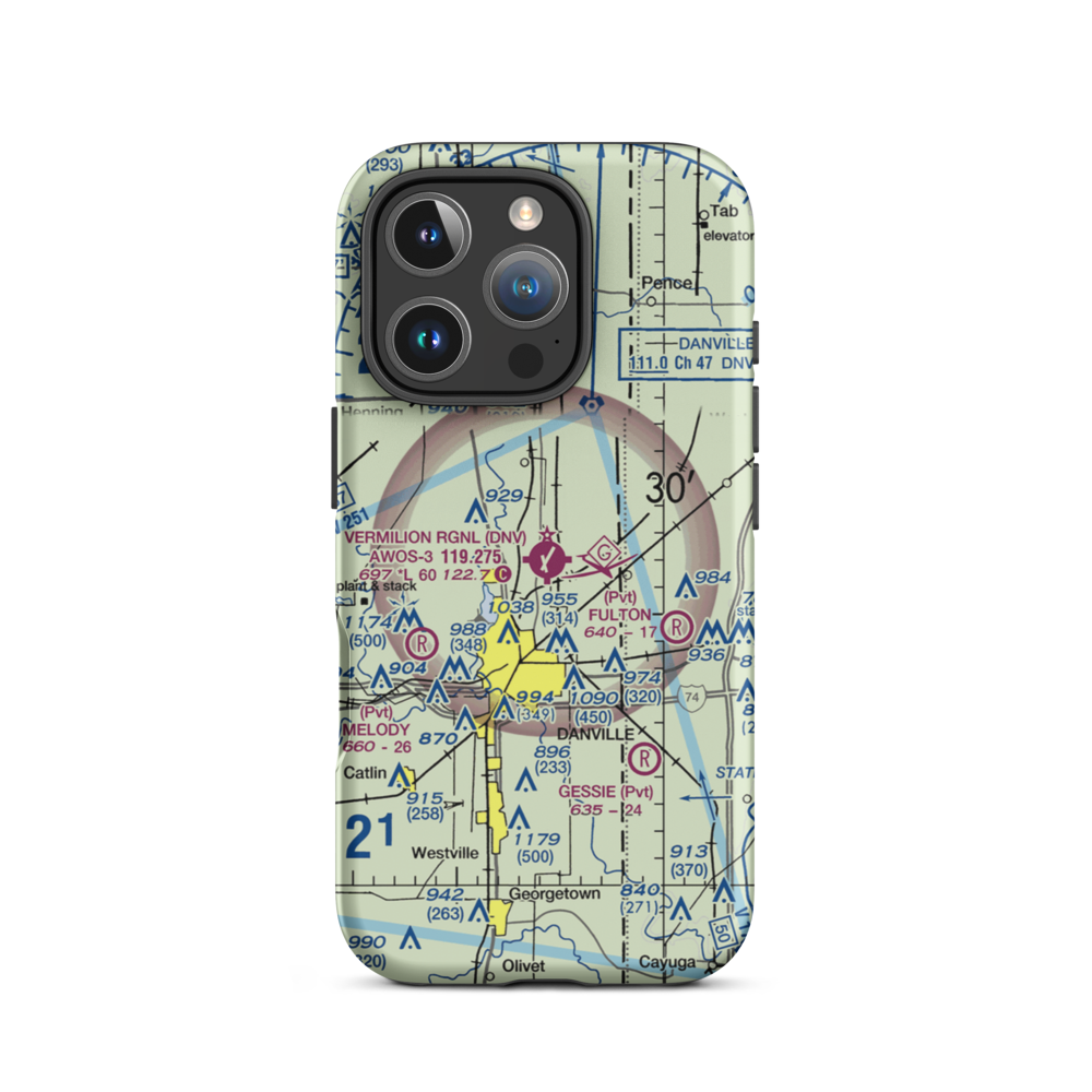 Vermilion Regional Airport (DNV) VFR Sectional  Tough iPhone Case iPhone 16 Pro model shown