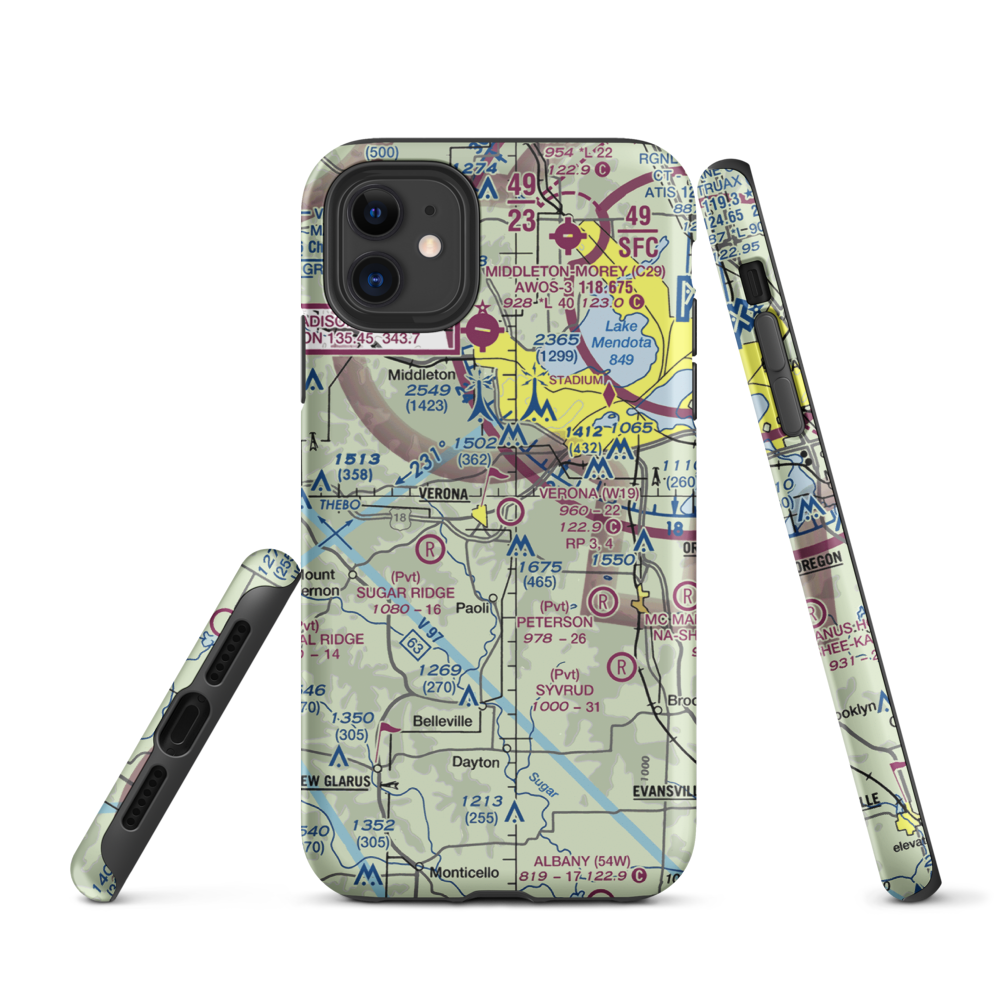Verona Airport (W19) VFR Sectional  Tough iPhone Case iPhone 11 model shown
