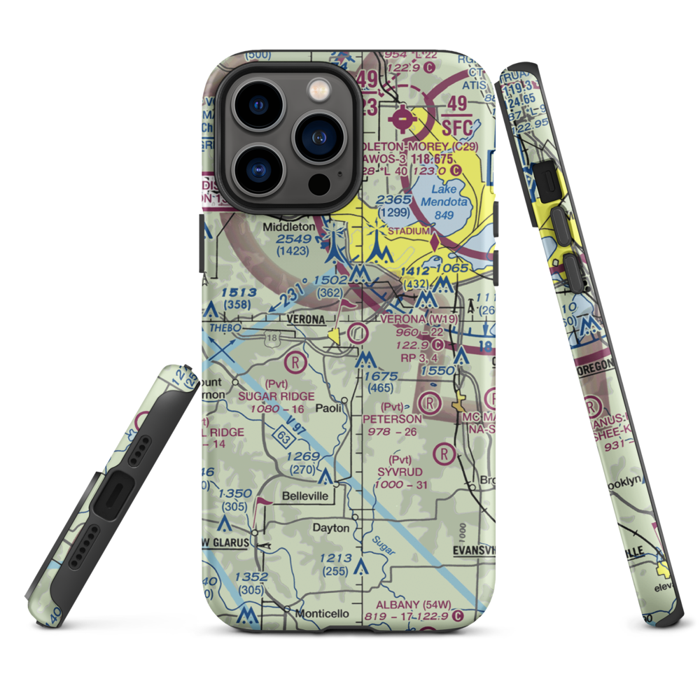 Verona Airport (W19) VFR Sectional  Tough iPhone Case iPhone 13 Pro Max model shown