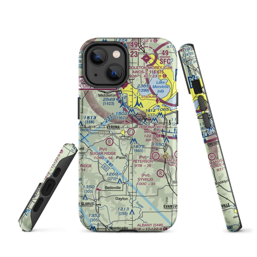 Verona Airport (W19) VFR Sectional  Tough iPhone Case iPhone 14 model shown