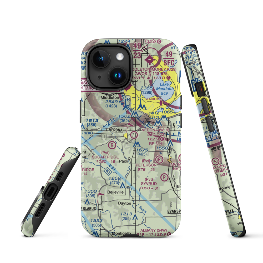 Verona Airport (W19) VFR Sectional  Tough iPhone Case iPhone 15 model shown