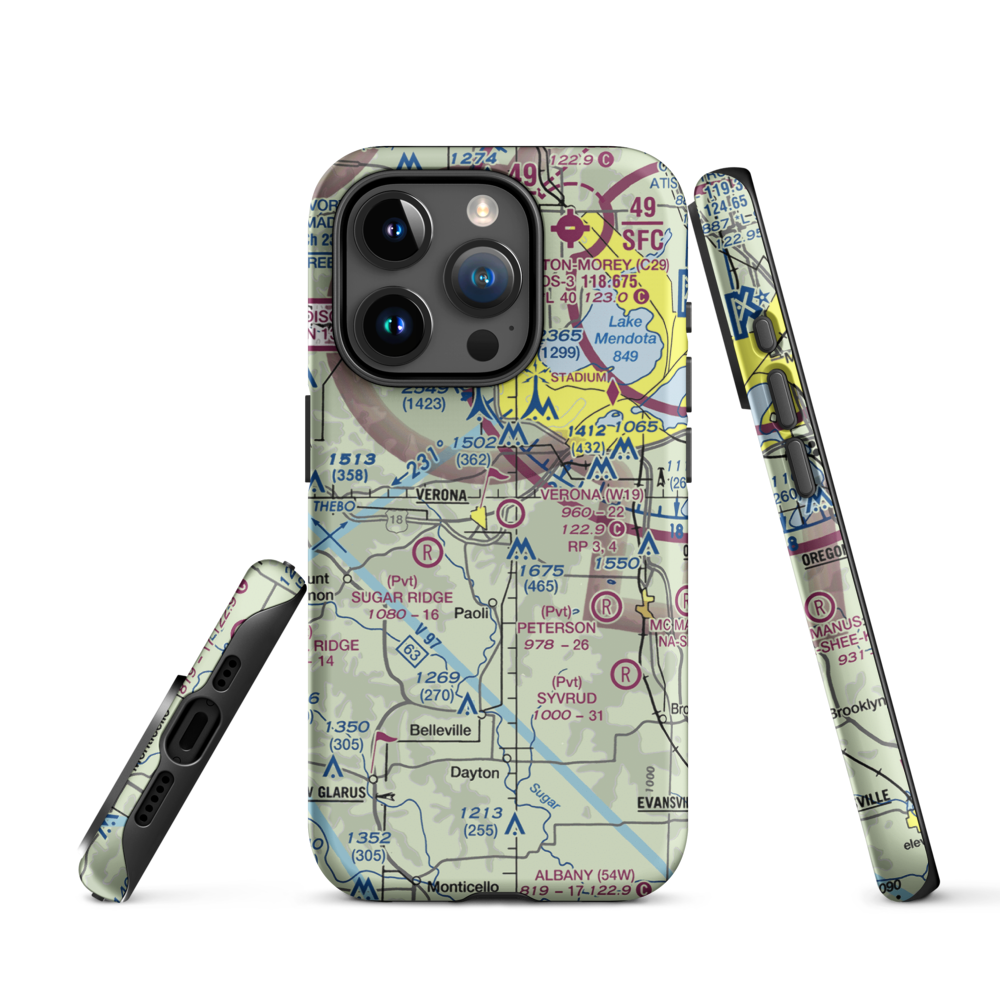 Verona Airport (W19) VFR Sectional  Tough iPhone Case iPhone 15 Pro model shown