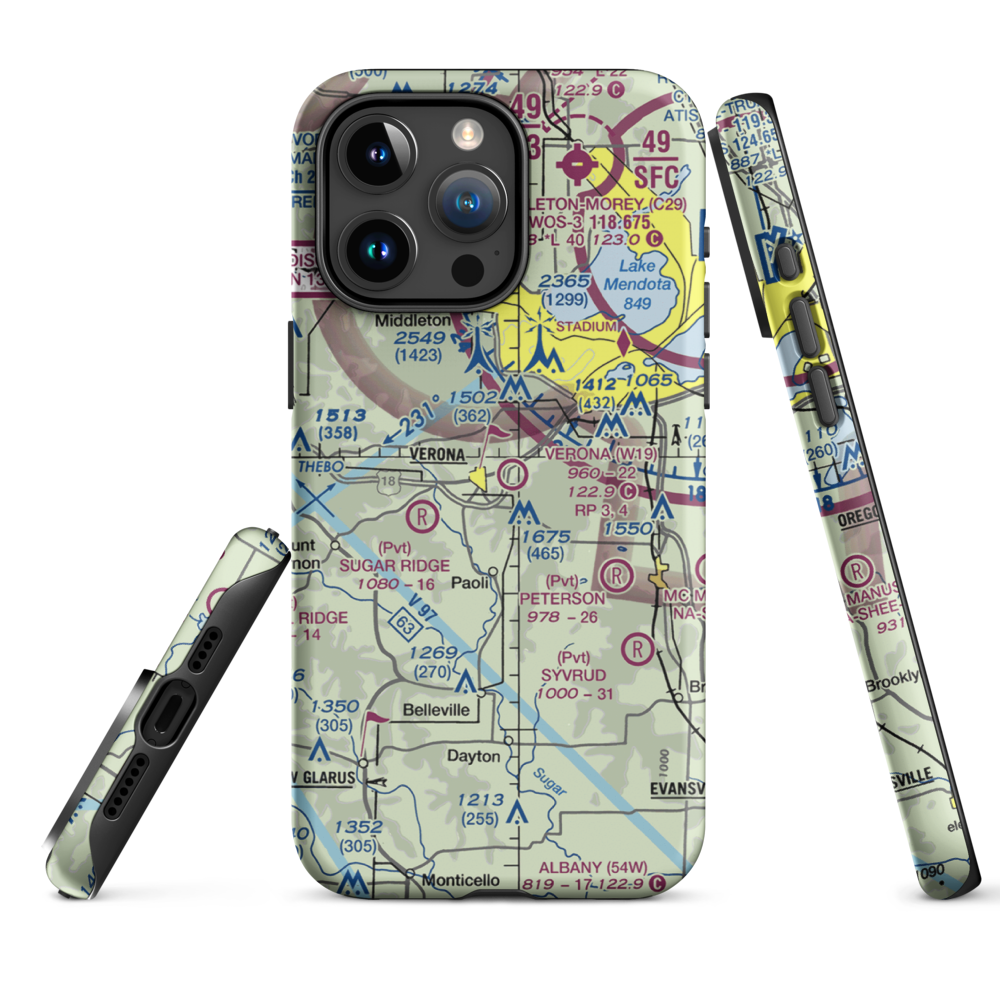 Verona Airport (W19) VFR Sectional  Tough iPhone Case iPhone 15 Pro Max model shown