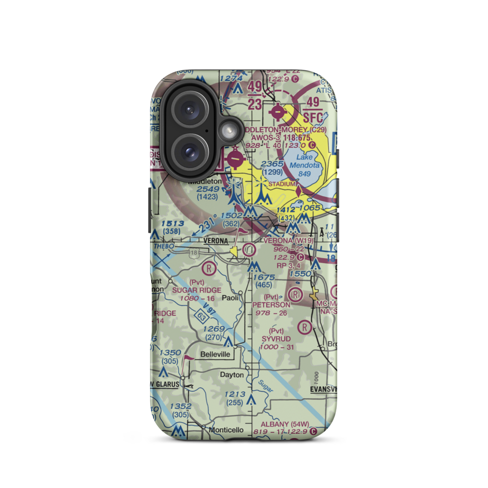 Verona Airport (W19) VFR Sectional  Tough iPhone Case iPhone 16 model shown