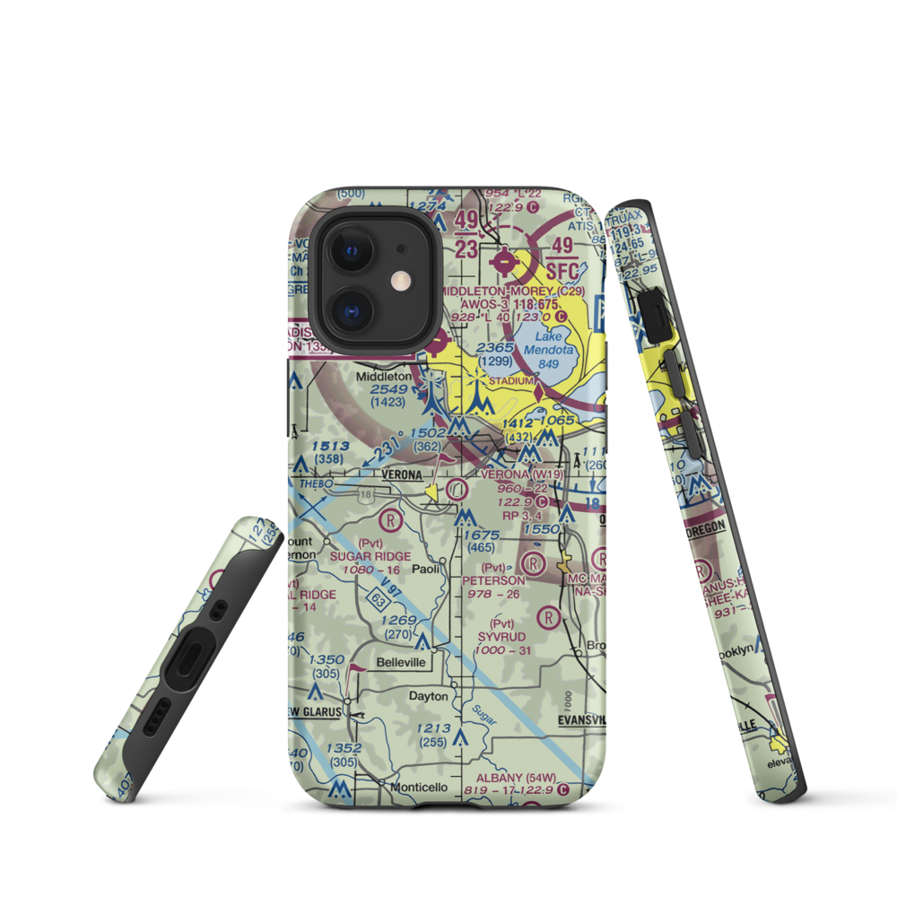Verona Airport (W19) VFR Sectional  Tough iPhone Case iPhone 12 mini model shown