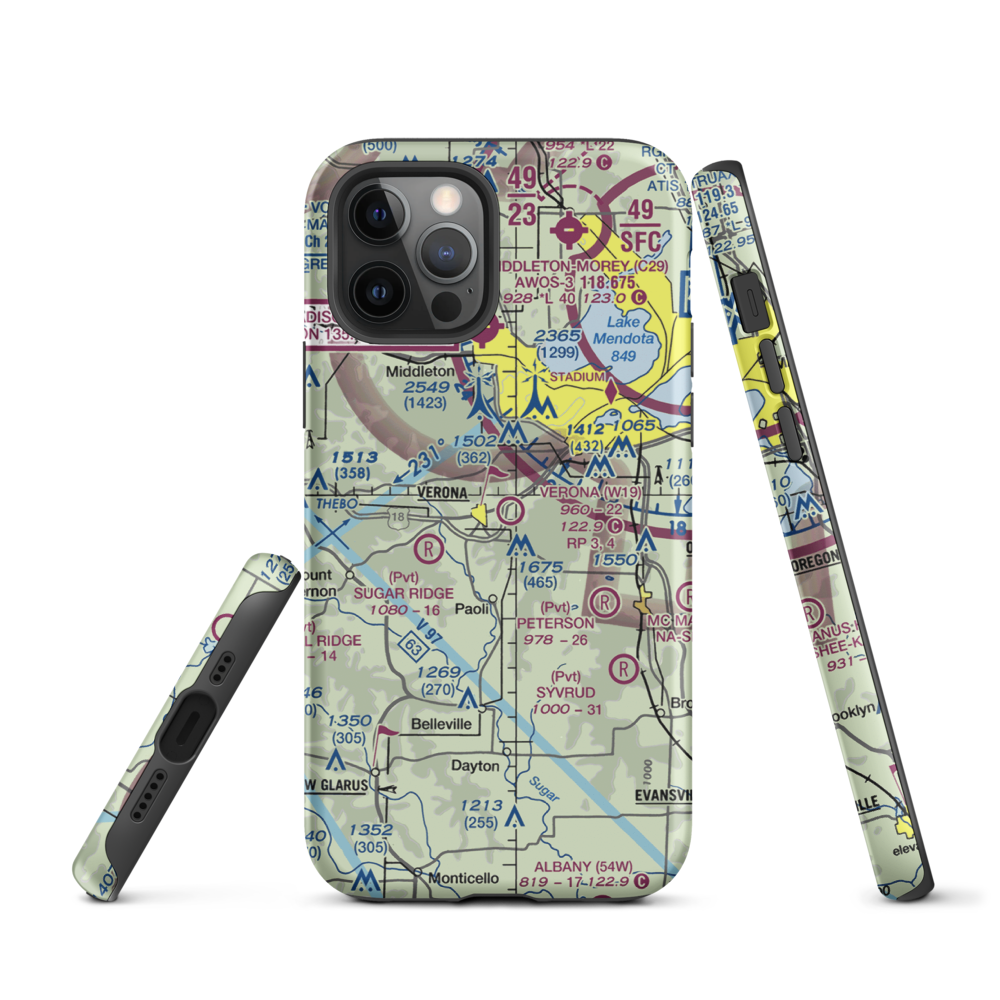 Verona Airport (W19) VFR Sectional  Tough iPhone Case iPhone 12 Pro model shown