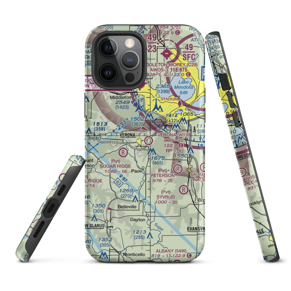 Verona Airport (W19) VFR Sectional  Tough iPhone Case iPhone 12 Pro Max model shown